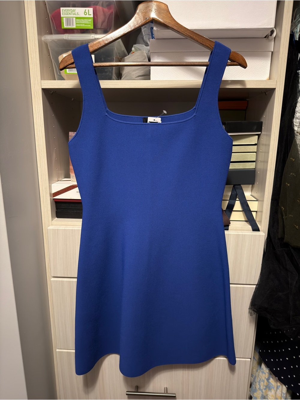 Theory Cobalt Blue Square-Neck Mini Dress